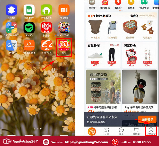 Mở app Taobao