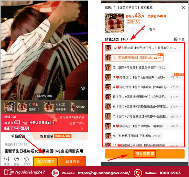 Cho sản phẩm vào giỏ hàng