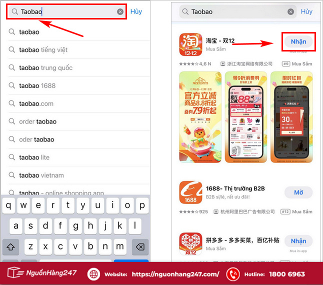 Nhập từ khóa Taobao 