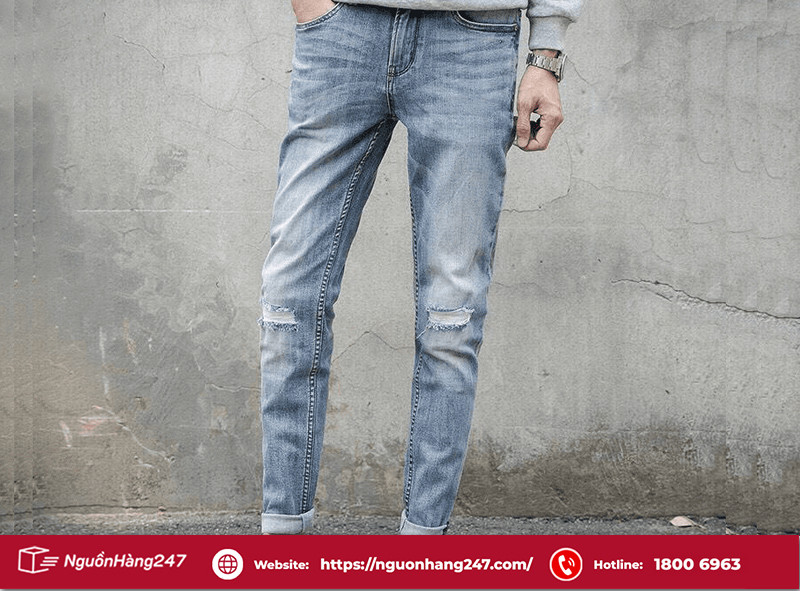Quần jean nam rách nhẹ