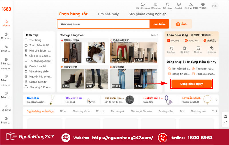 Nhấn Đăng nhập