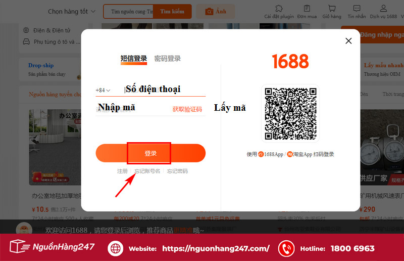 Tiến hành đăng nhập 