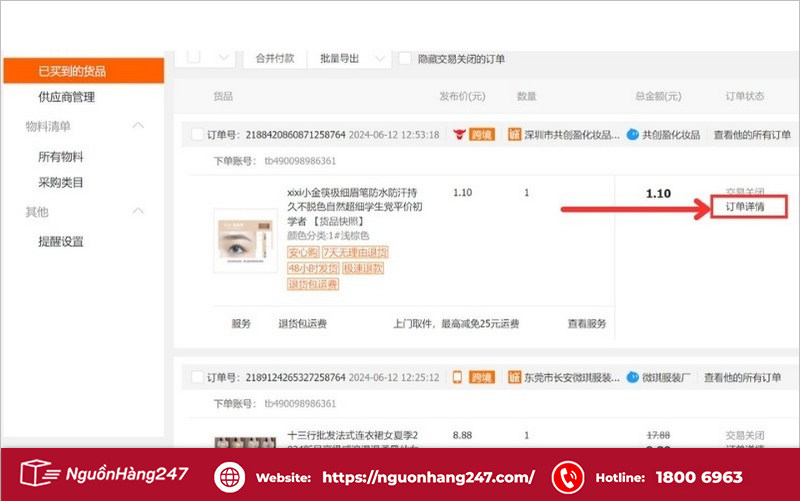 Click vào chữ sau cột giá sản phẩm