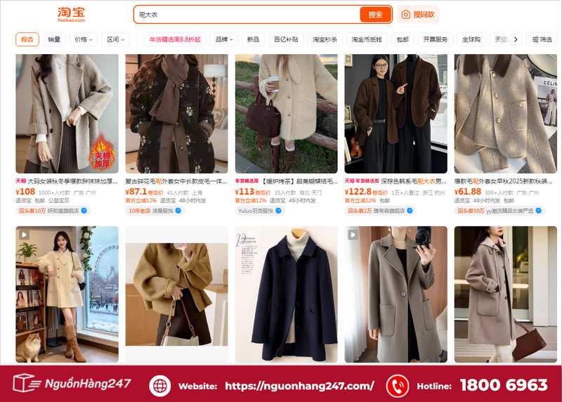 Nguồn hàng áo dạ Taobao uy tín, giá tốt