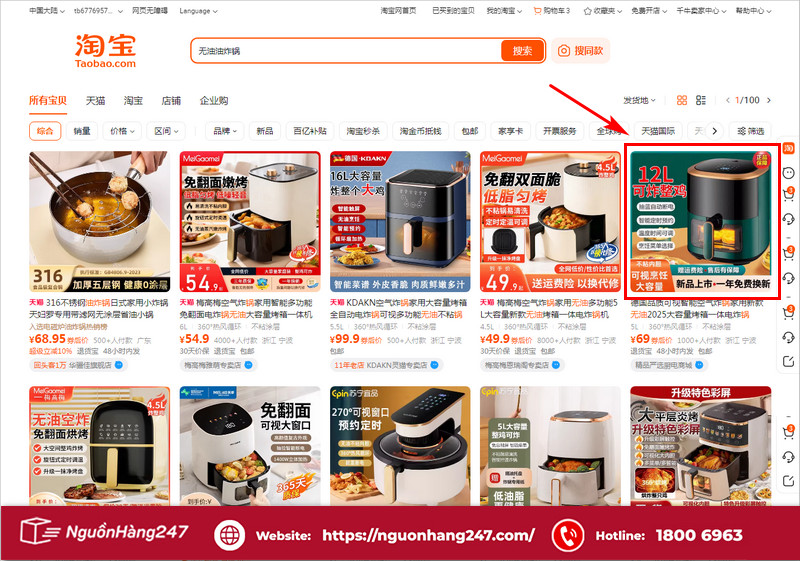 Chọn sản phẩm Taobao