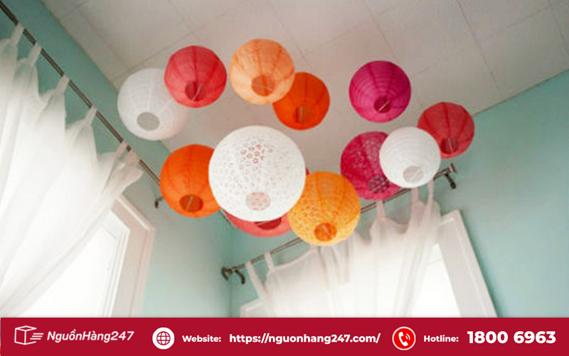 Đèn lồng trang trí trong nhà với đa dạng màu sắc