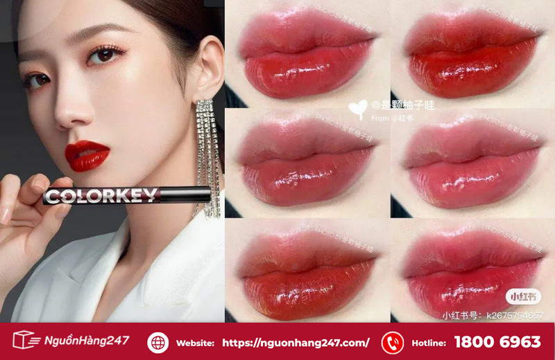Bảng màu son tint bóng Colorkey Glasting Water Tint