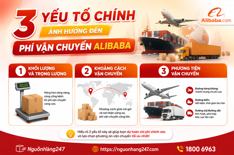 3 yếu tố chính ảnh hướng đến phí vận chuyển mua hàng Alibaba