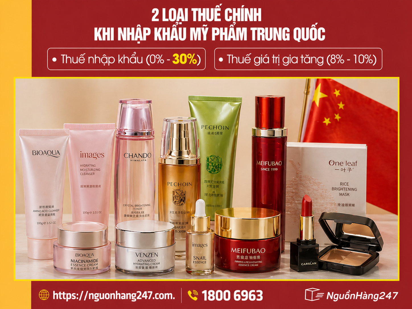 Thuế nhập khẩu mỹ phẩm từ Trung Quốc 