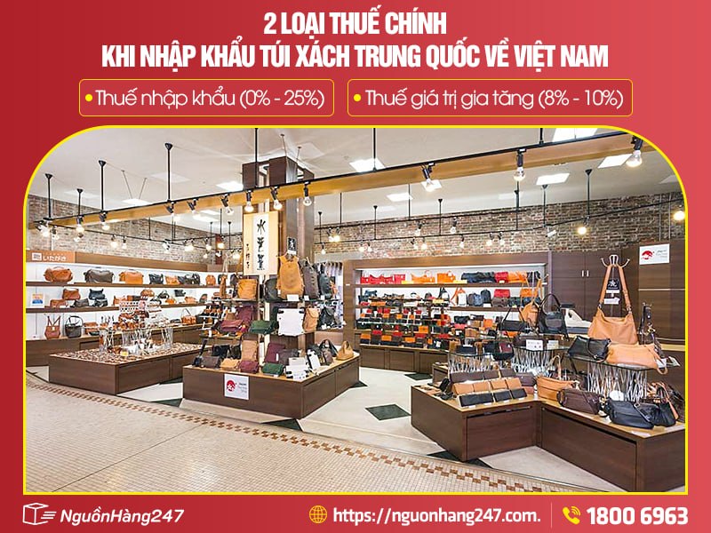 2 loại thuế nhập khẩu túi xách từ Trung Quốc về Việt Nam