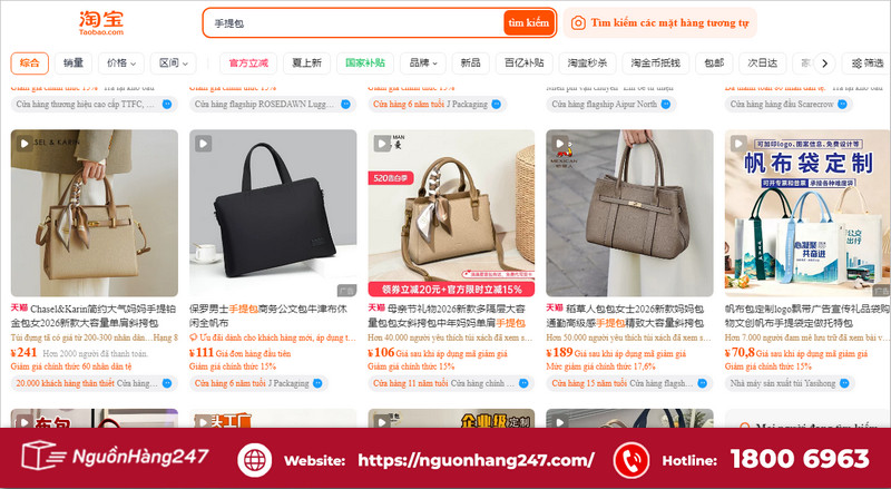 shop order túi xách Trung Quốc