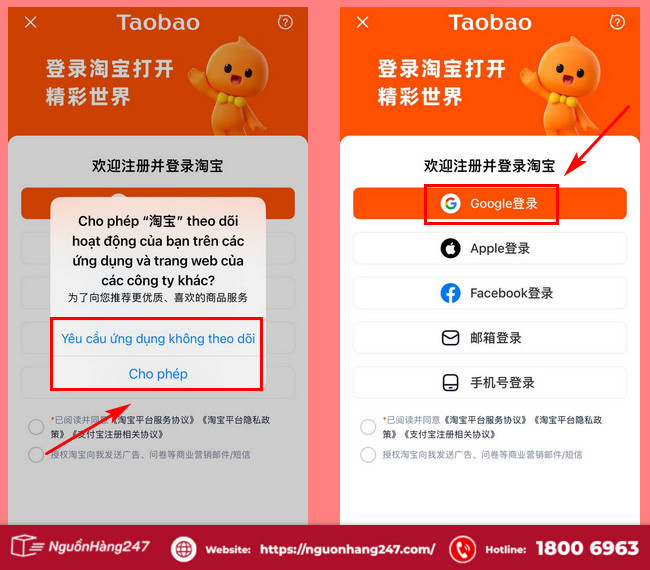 Tiến hành chọn cách đăng ký, đăng nhập tài khoản
