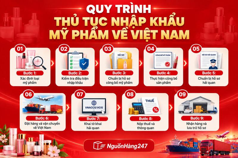 Quy trình thủ tục nhập khẩu mỹ phẩm Trung Quốc về Việt Nam