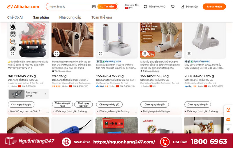 Nhập hàng trên Alibaba