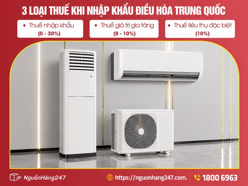 3 loại thuế nhập khẩu điều hòa từ Trung Quốc về Việt Nam