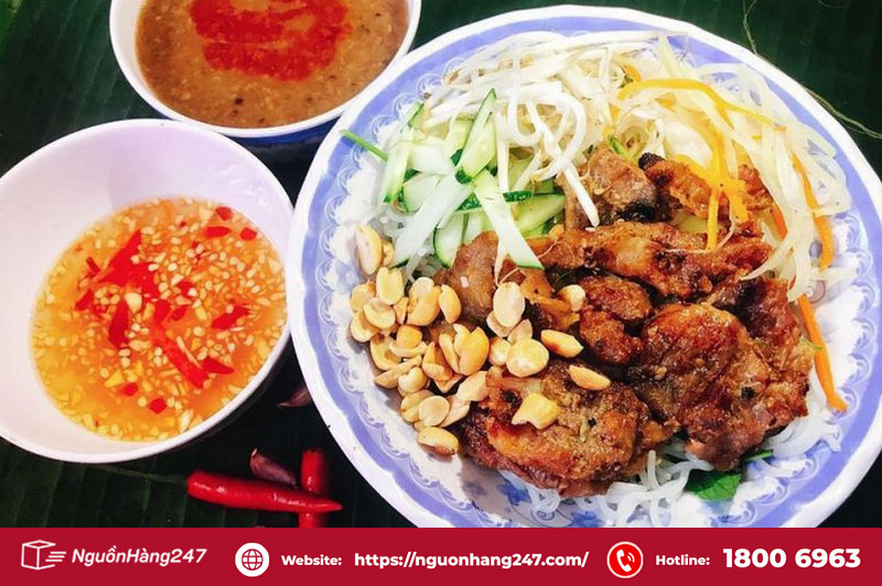 Bún thịt nướng, nem lụi
