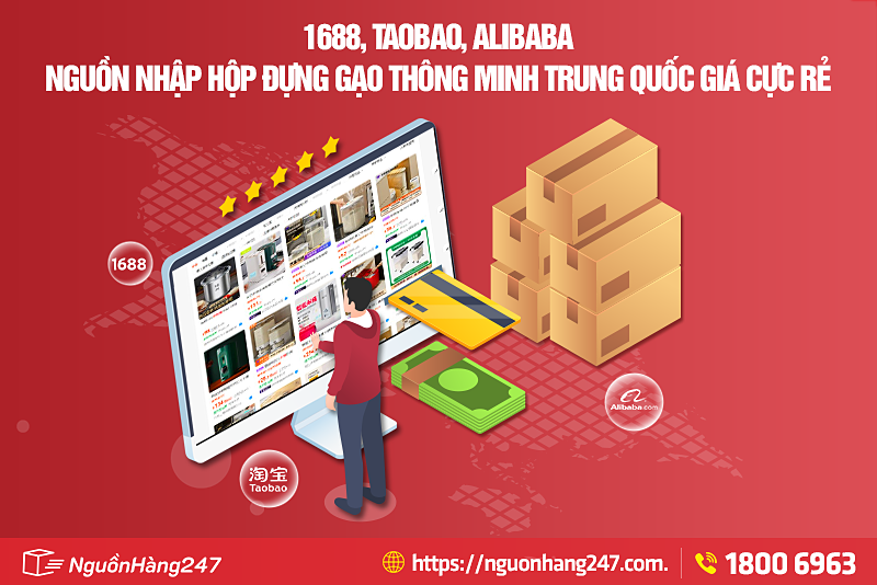 1688, Taobao, Alibaba - Nguồn nhập hộp đựng gạo thông minh Trung Quốc giá cực rẻ