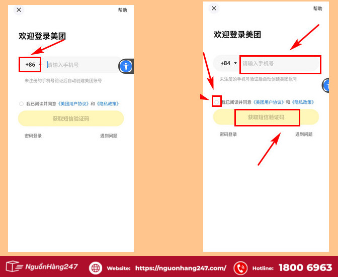 Đăng ký tài khoản Meituan