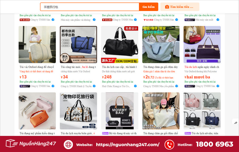 Gợi ý link shop mua nhập túi du lịch Trung Quốc giá sỉ tận gốc