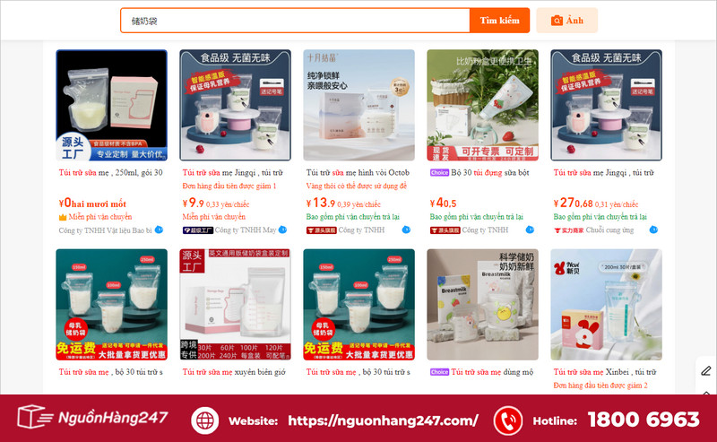 Gợi ý link shop mua nhập túi trữ sữa Trung Quốc đa dạng, giá rẻ