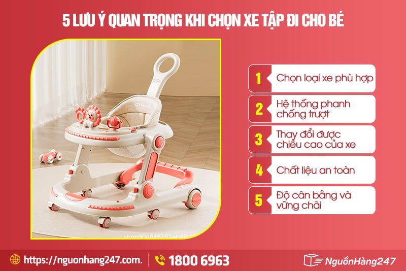 Lưu ý quan trọng khi chọn xe tập đi cho bé
