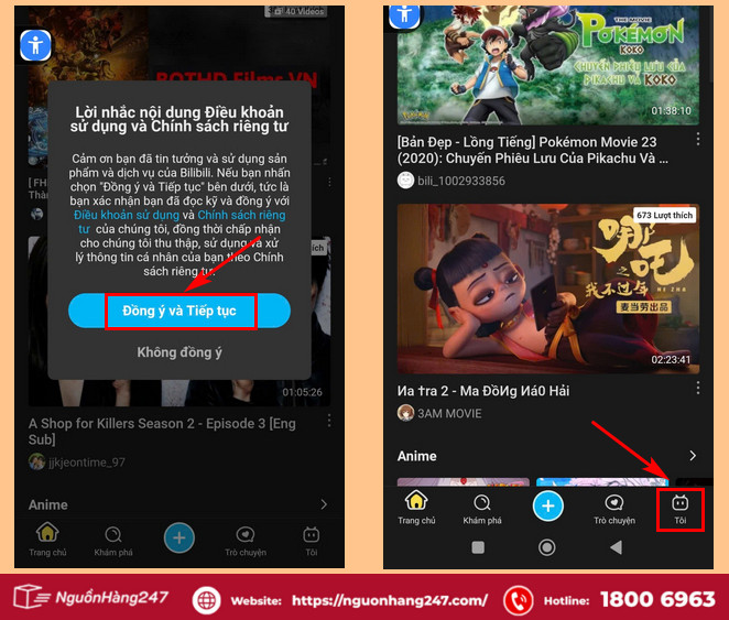 Đồng ý với điều khoản của app