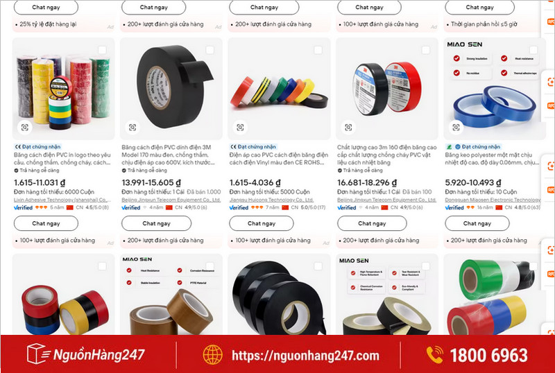 Order băng keo dính qua Alibaba