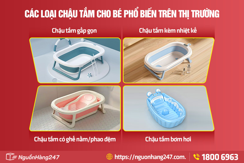 Các loại chậu tắm cho bé phổ biến trên thị trường