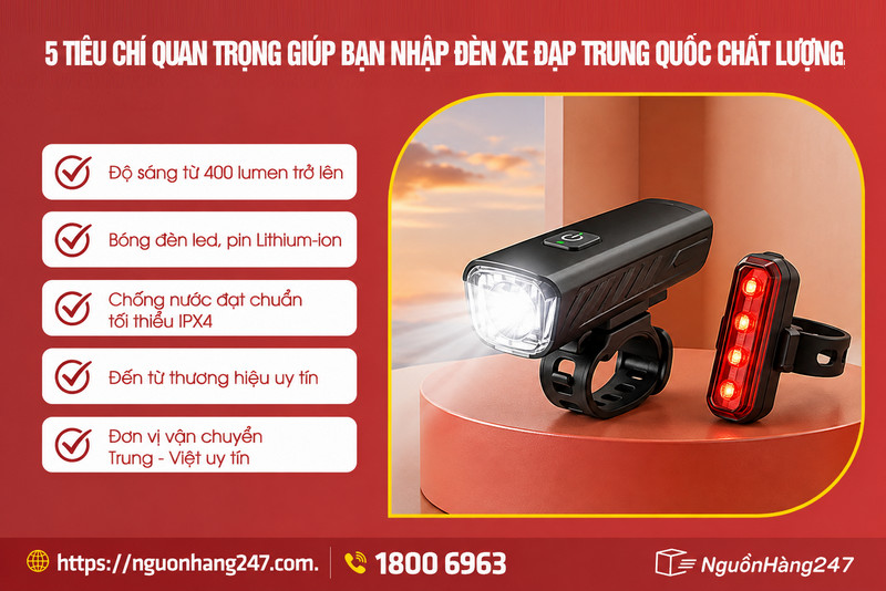 5 tiêu chí quan trọng giúp bạn nhập đèn xe đạp Trung Quốc chất lượng, an toàn