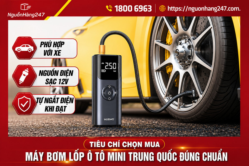 Tiêu chí chọn mua máy bơm lốp ô tô mini Trung Quốc đúng chuẩn