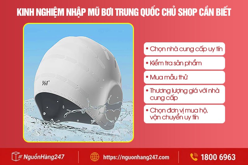 Kinh nghiệm nhập mũ bơi Trung Quốc chủ shop cần biết