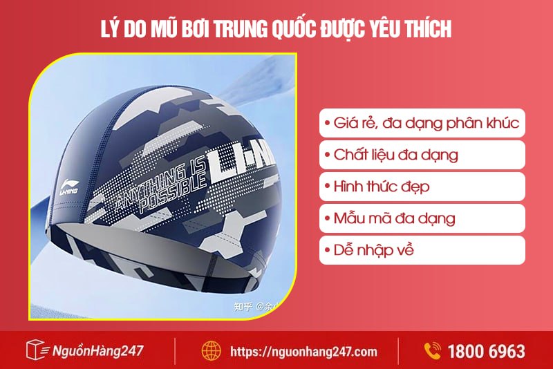 Ưu điểm nổi bật của mũ bơi Trung Quốc
