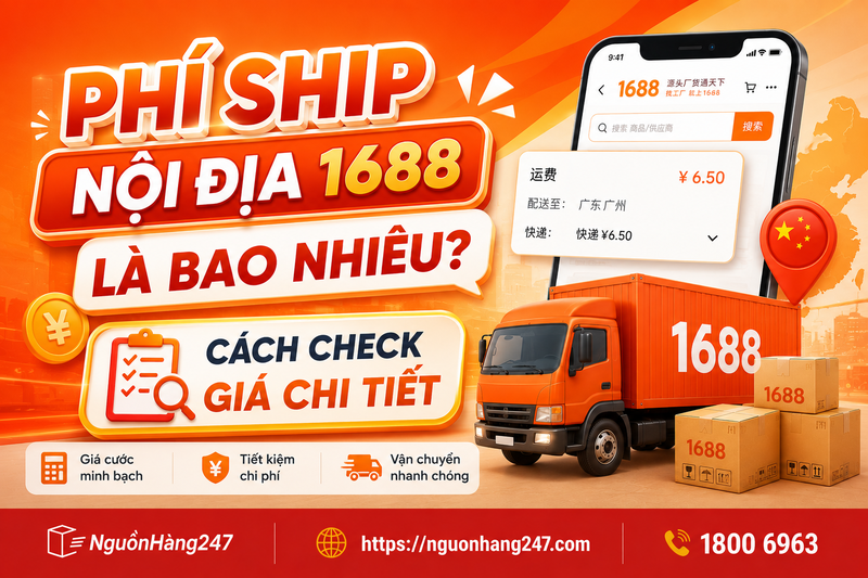 Phí ship nội địa 1688 là bao nhiêu