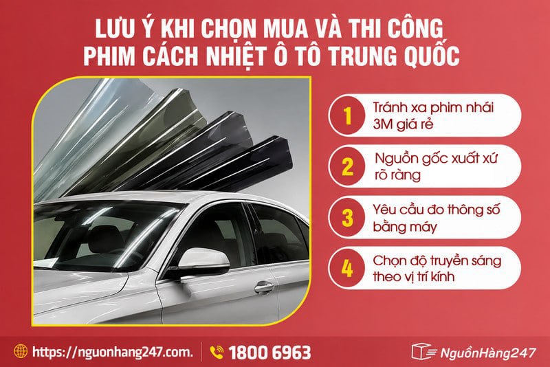 Lưu ý khi chọn mua và thi công phim cách nhiệt ô tô Trung Quốc